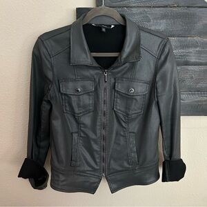 White House Black Market Coated Band Jacket in Moonwalk Gray